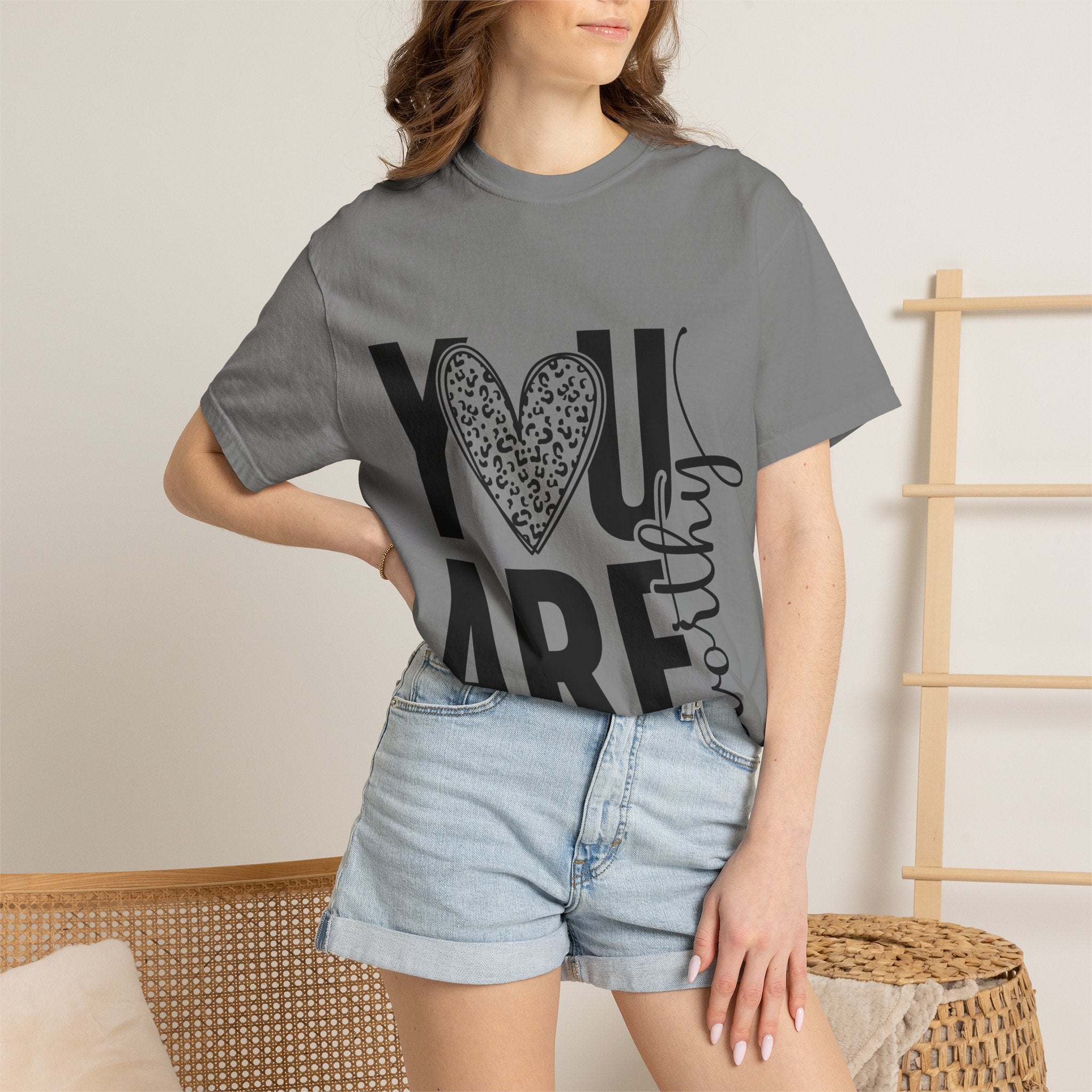 You Are Worthy Heart Graphic Inspirational Tee