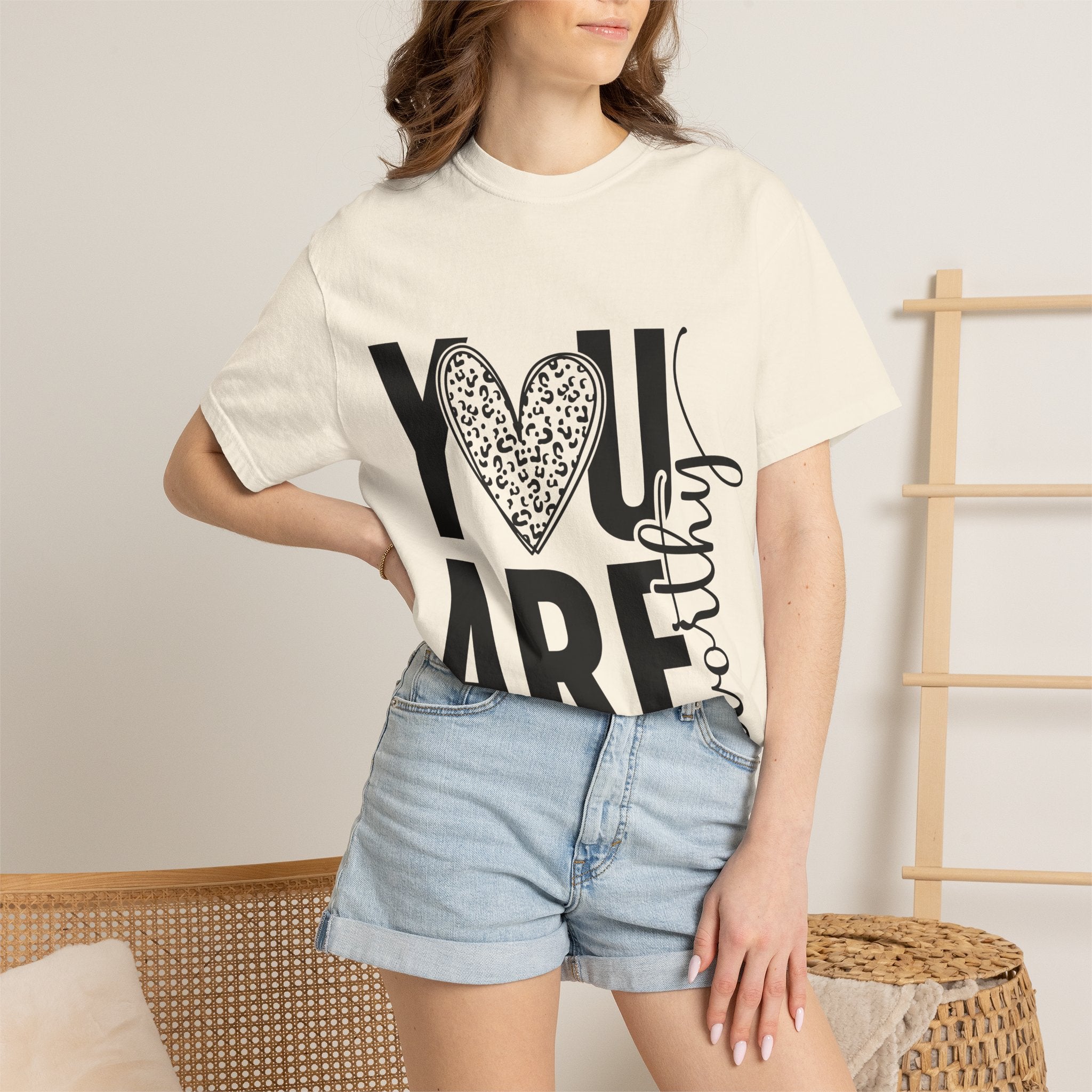 You Are Worthy Heart Graphic Inspirational Tee