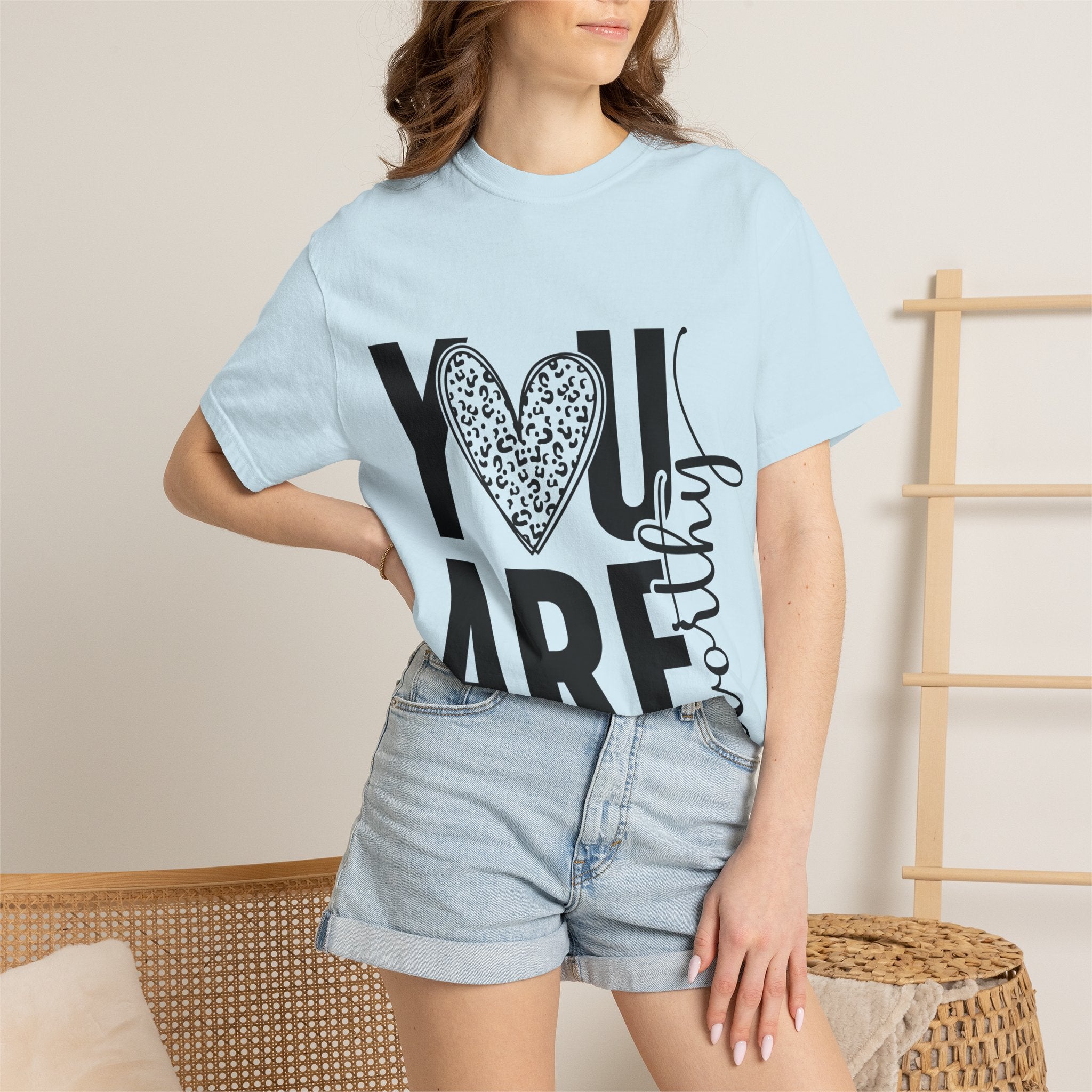 You Are Worthy Heart Graphic Inspirational Tee