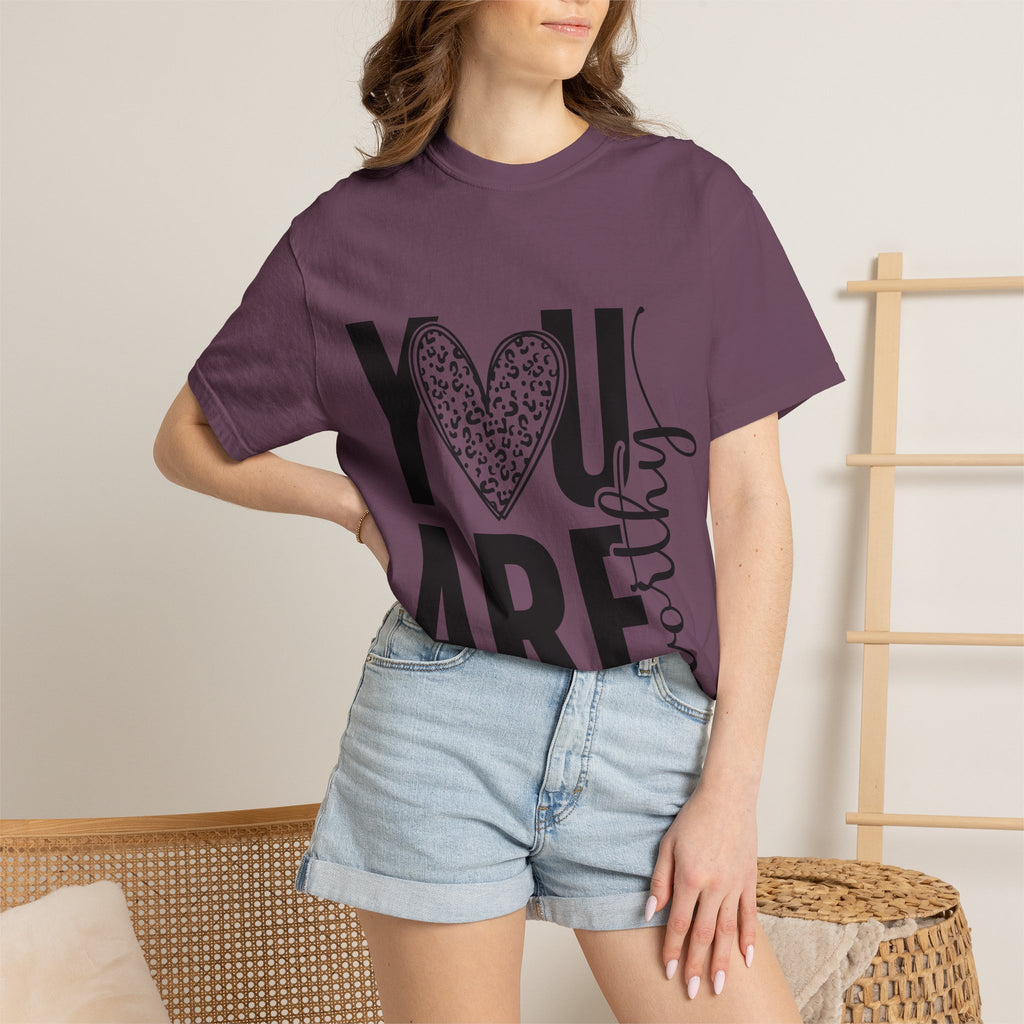 You Are Worthy Heart Graphic Inspirational Tee