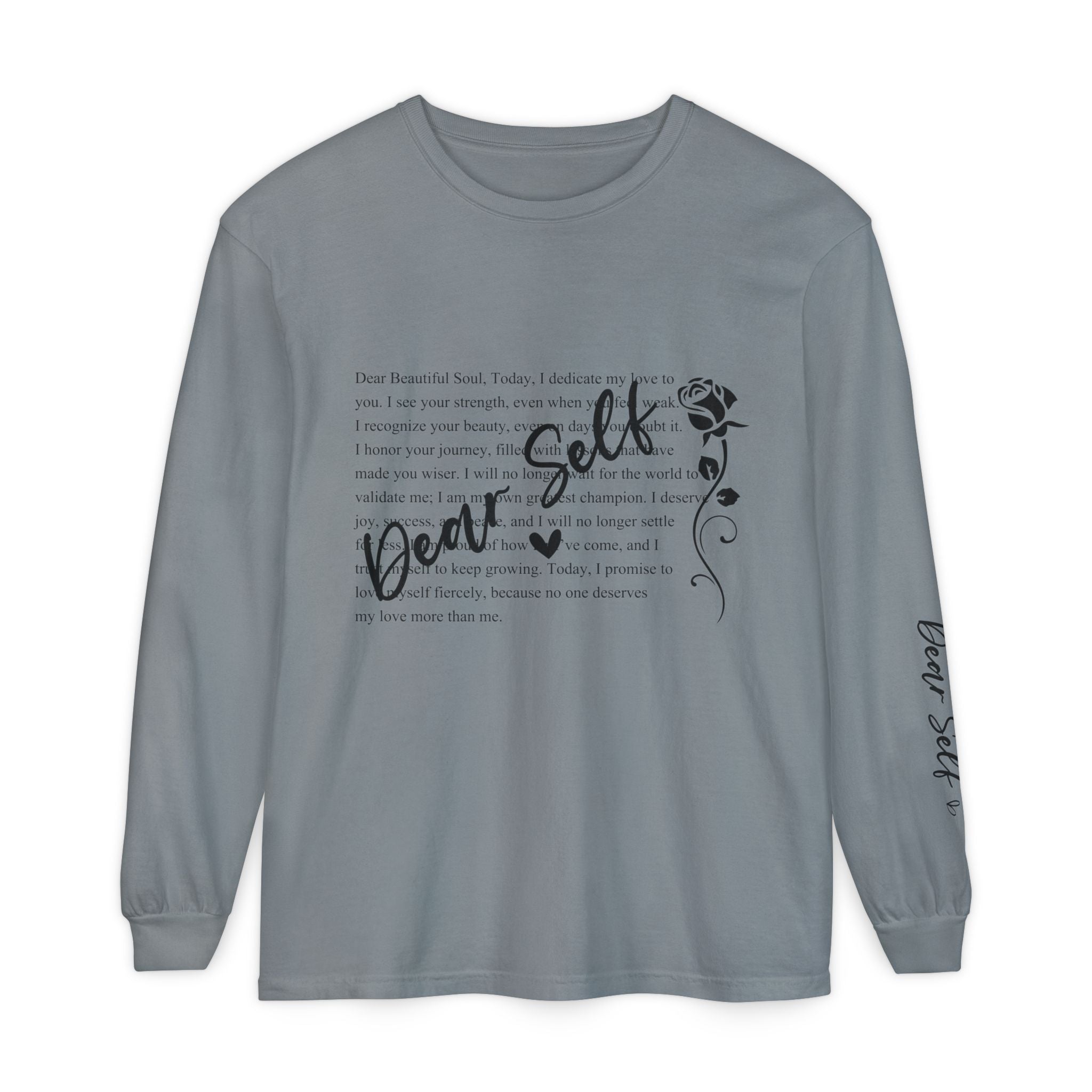 Dear Self Long Sleeve Tee — Inspirational Self-Love Shirt