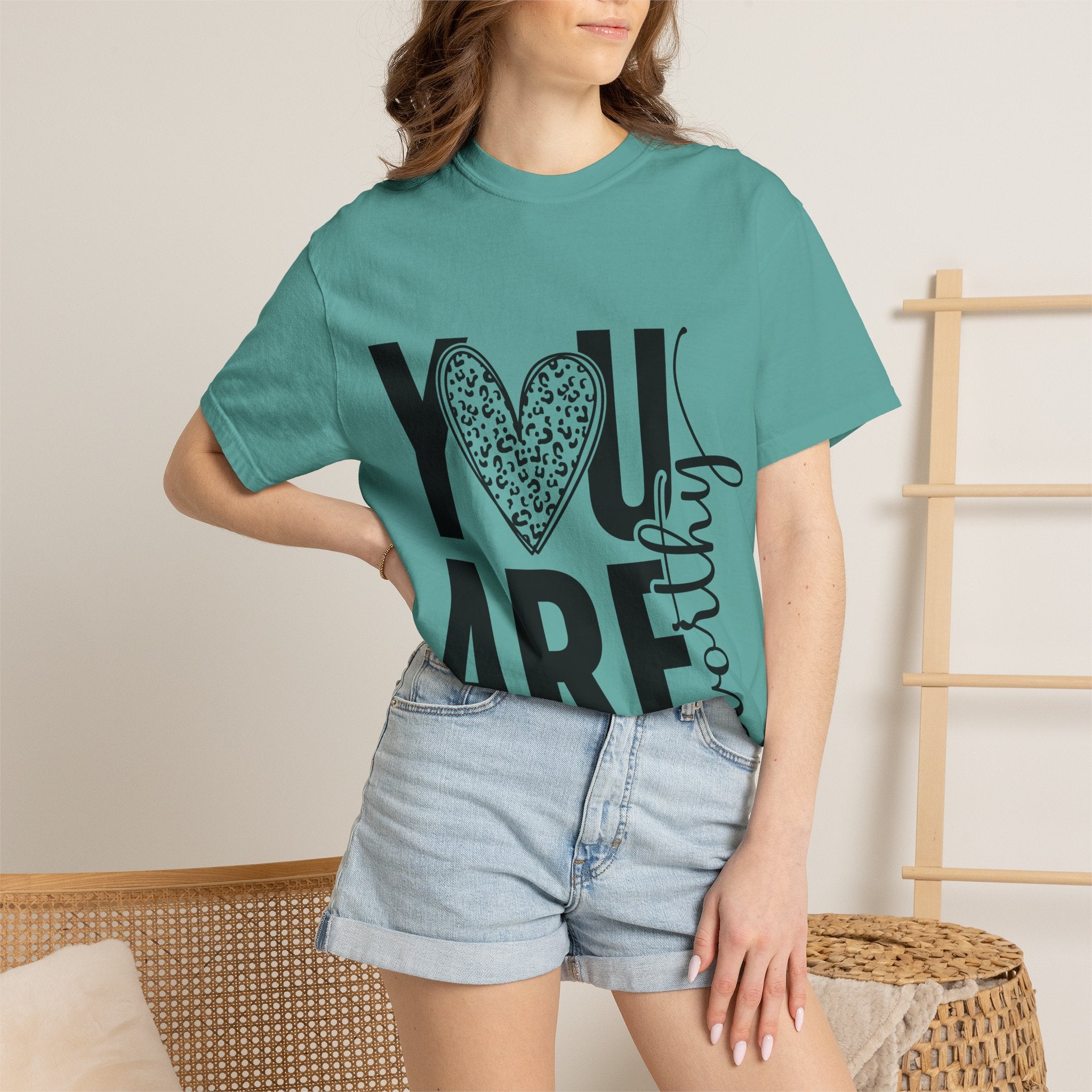 You Are Worthy Heart Graphic Inspirational Tee