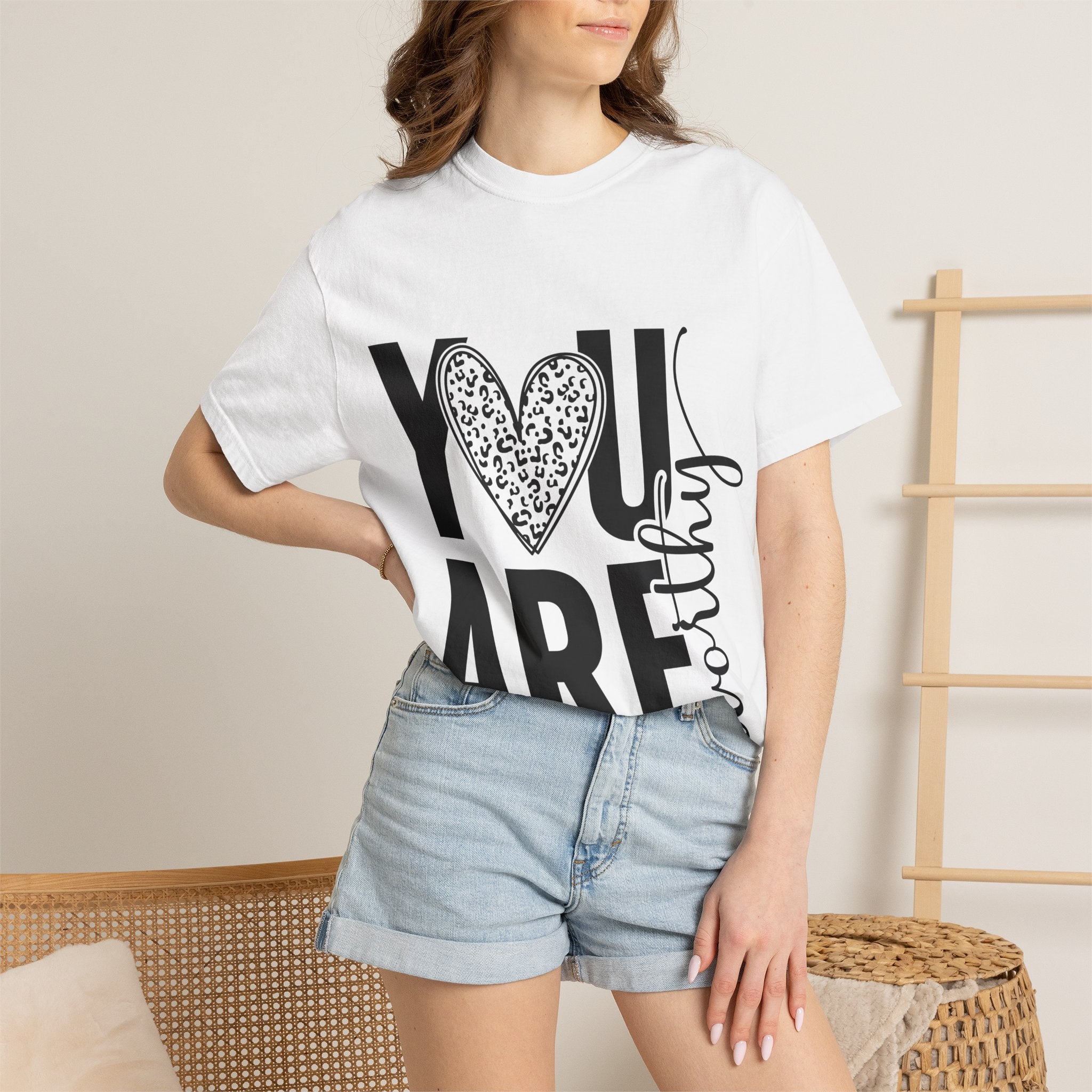 You Are Worthy Heart Graphic Inspirational Tee