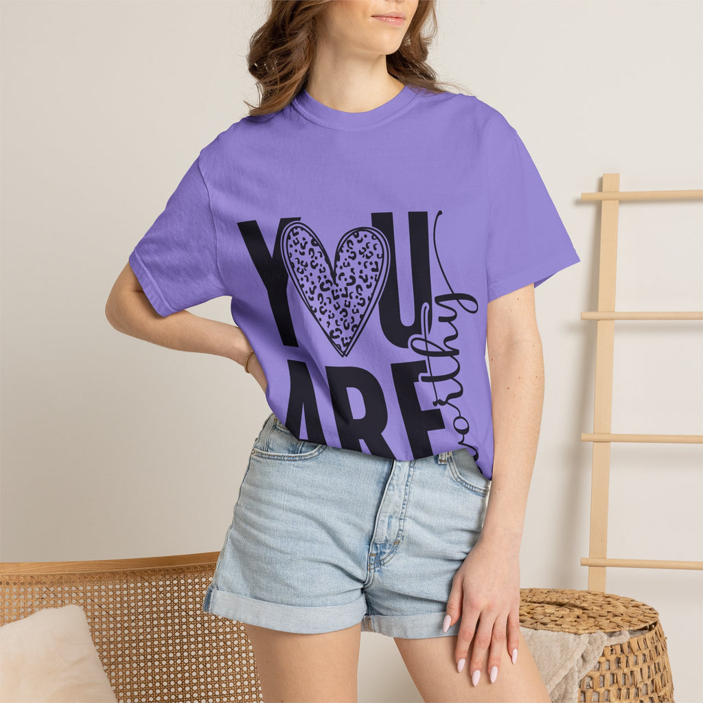 You Are Worthy Heart Graphic Inspirational Tee