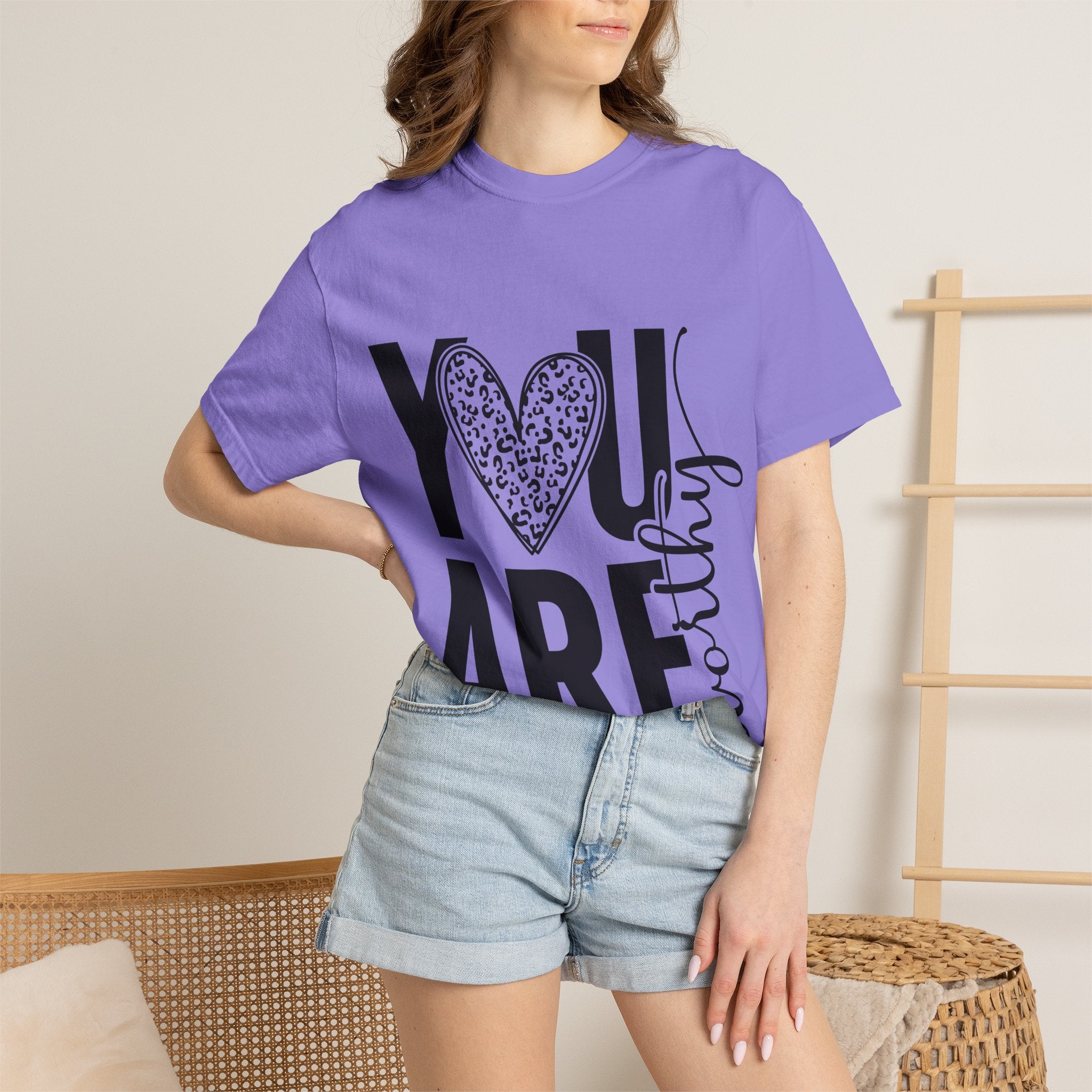You Are Worthy Heart Graphic Inspirational Tee